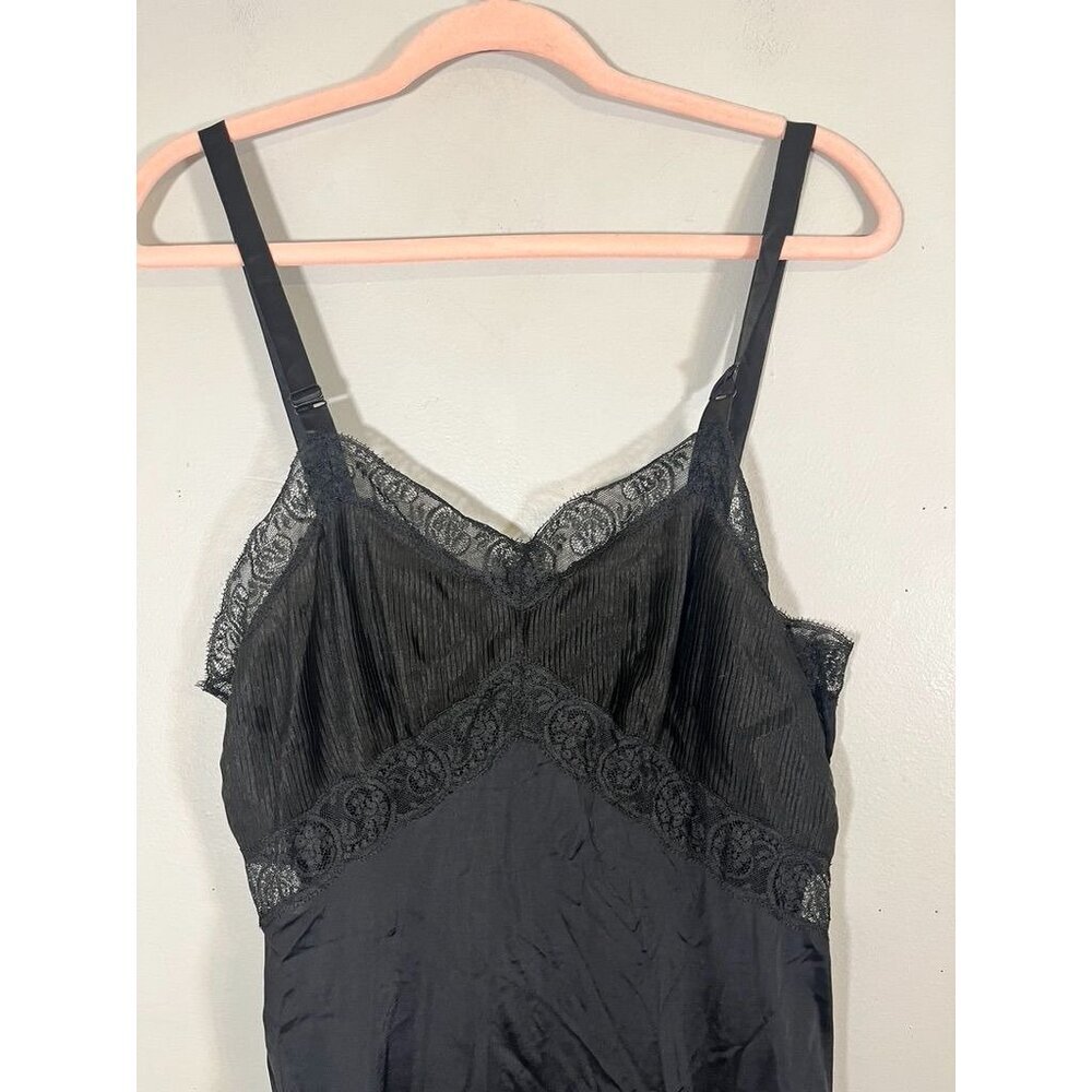 Vintage Floral Lace Lingerie Slip Dress Black 38 Retro Festive Sexy Feminine 60s - Picture 2 of 12